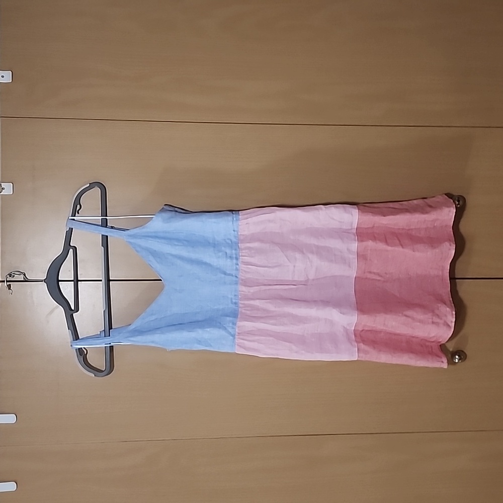 Color block linen dress